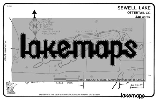 Otter Tail County, MN - SEWELL - Lakemap - 13136