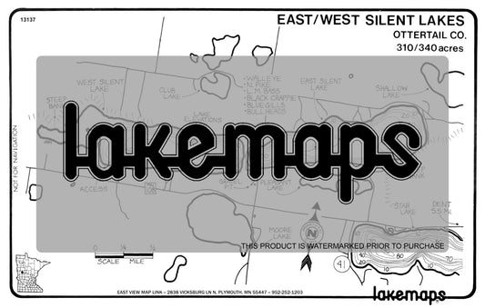 Otter Tail County, MN - SILENT, East & West - Lakemap - 13137