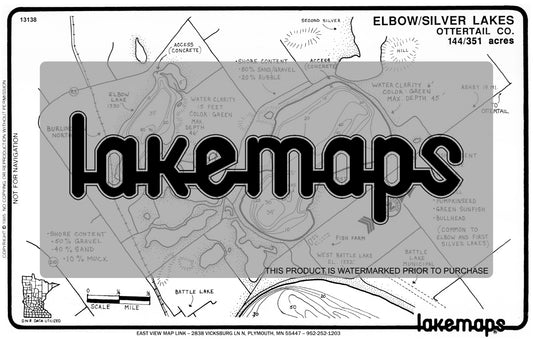 Otter Tail County, MN - ELBOW / Silver - Lakemap - 13138