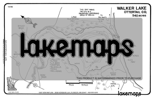 Otter Tail County, MN - WALKER - Lakemap - 13146