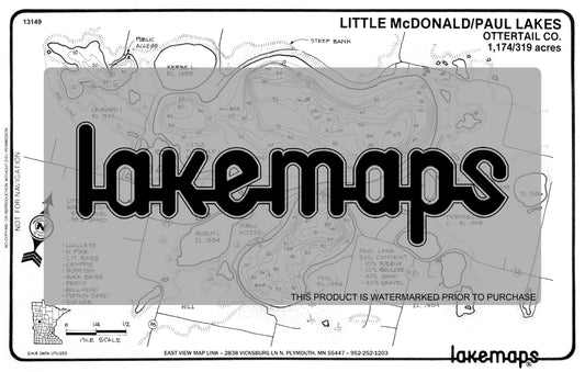 Otter Tail County, MN - LITTLE McDONALD / PAUL - Lakemap - 13149