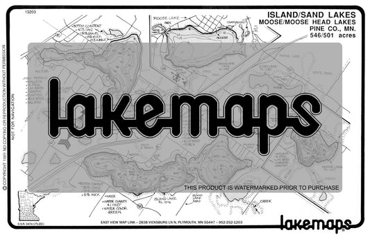 Pine County, MN - ISLAND / Moose / Sand - Lakemap - 13203