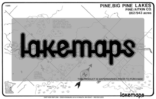 Pine County, MN - PINE / Big Pine (near Finlayson) - Lakemap - 13205