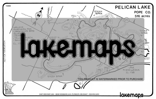 Pope County, MN - PELICAN - Lakemap - 13303