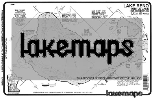 Pope County, MN - RENO / Turtle - Lakemap - 13304