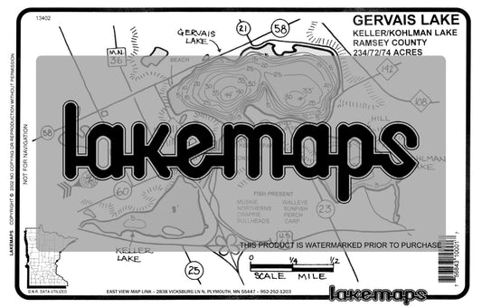 Ramsey County, MN - GERVAIS - Lakemap - 13402