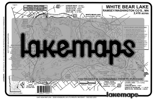 Ramsey County, MN - WHITE BEAR - Lakemap - 13411