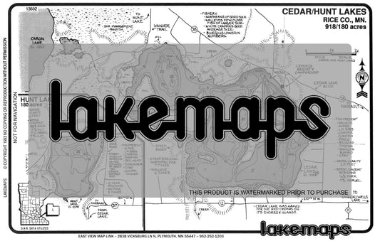 Rice County, MN - CEDAR / Hunt - Lakemap - 13502