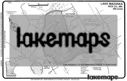 Rice County, MN - MAZASKA - Lakemap - 13509