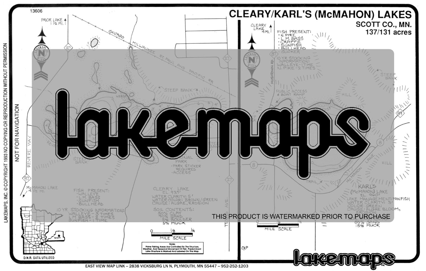 Scott County, MN - CLEARY / KARL’S (Mc Mahon) - Lakemap - 13606