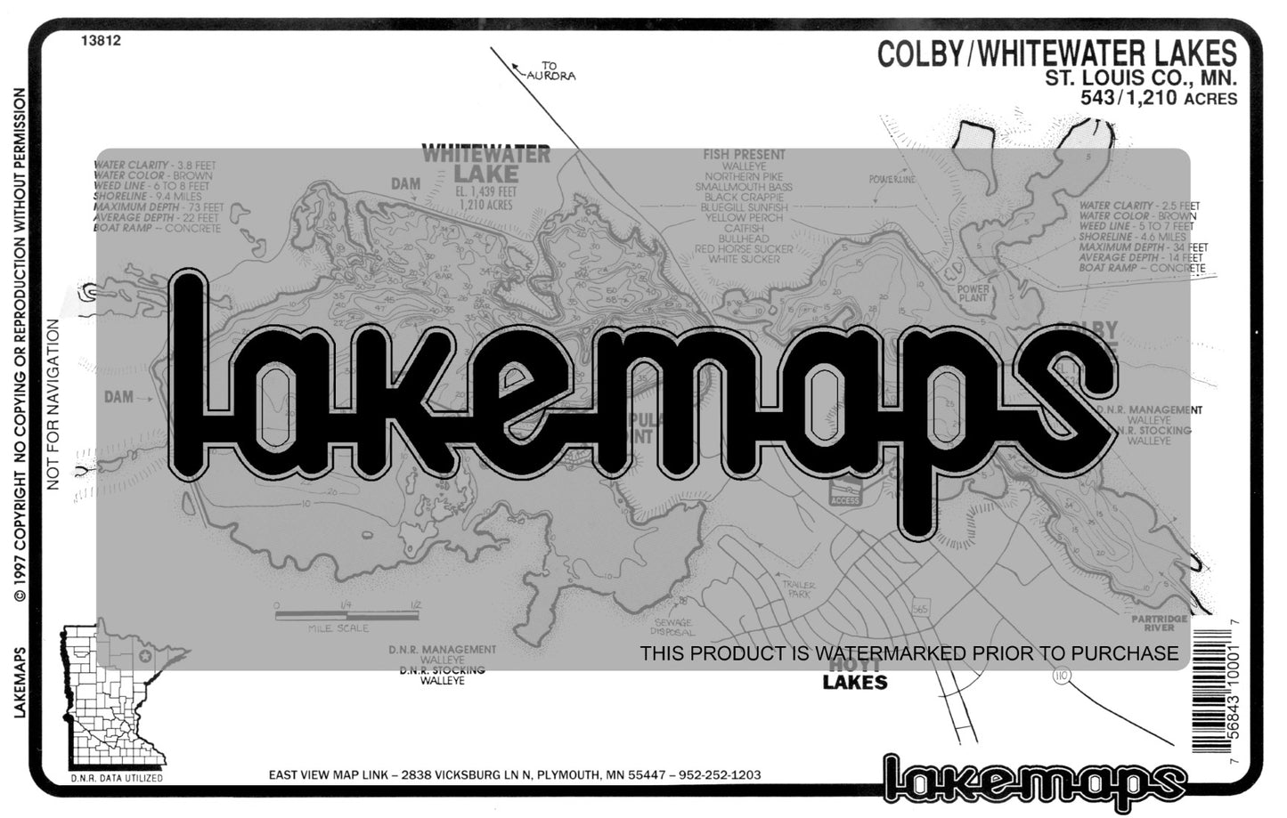 St. Louis County, MN - COLBY / Whitewater - Lakemap - 13812