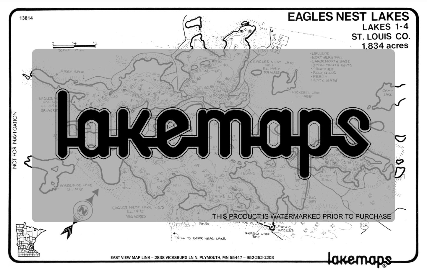 St. Louis County, MN - EAGLE’S NEST 1, 2, 3, 4 - Lakemap - 13814