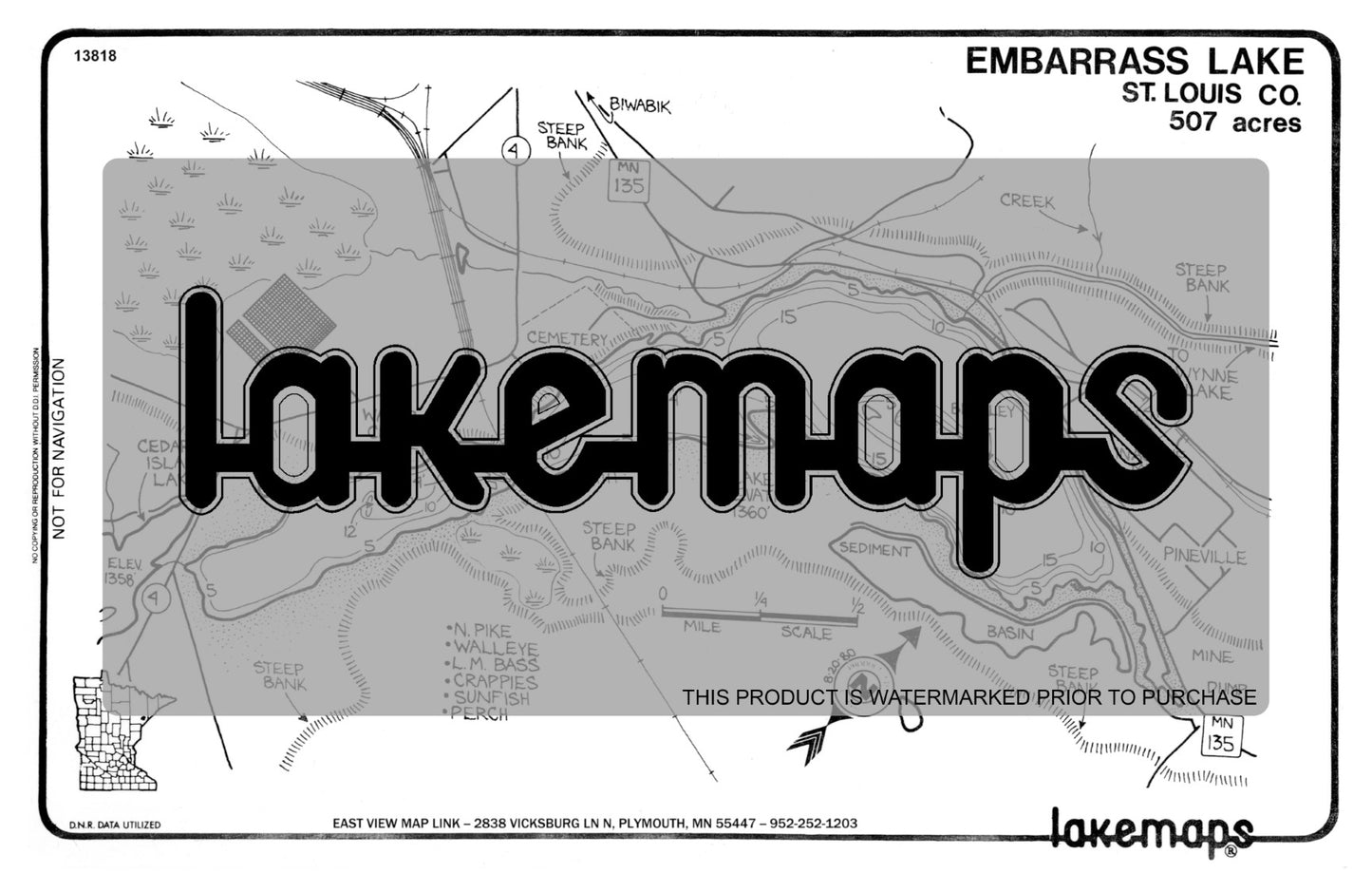 St. Louis County, MN - EMBARRASS - Lakemap - 13818