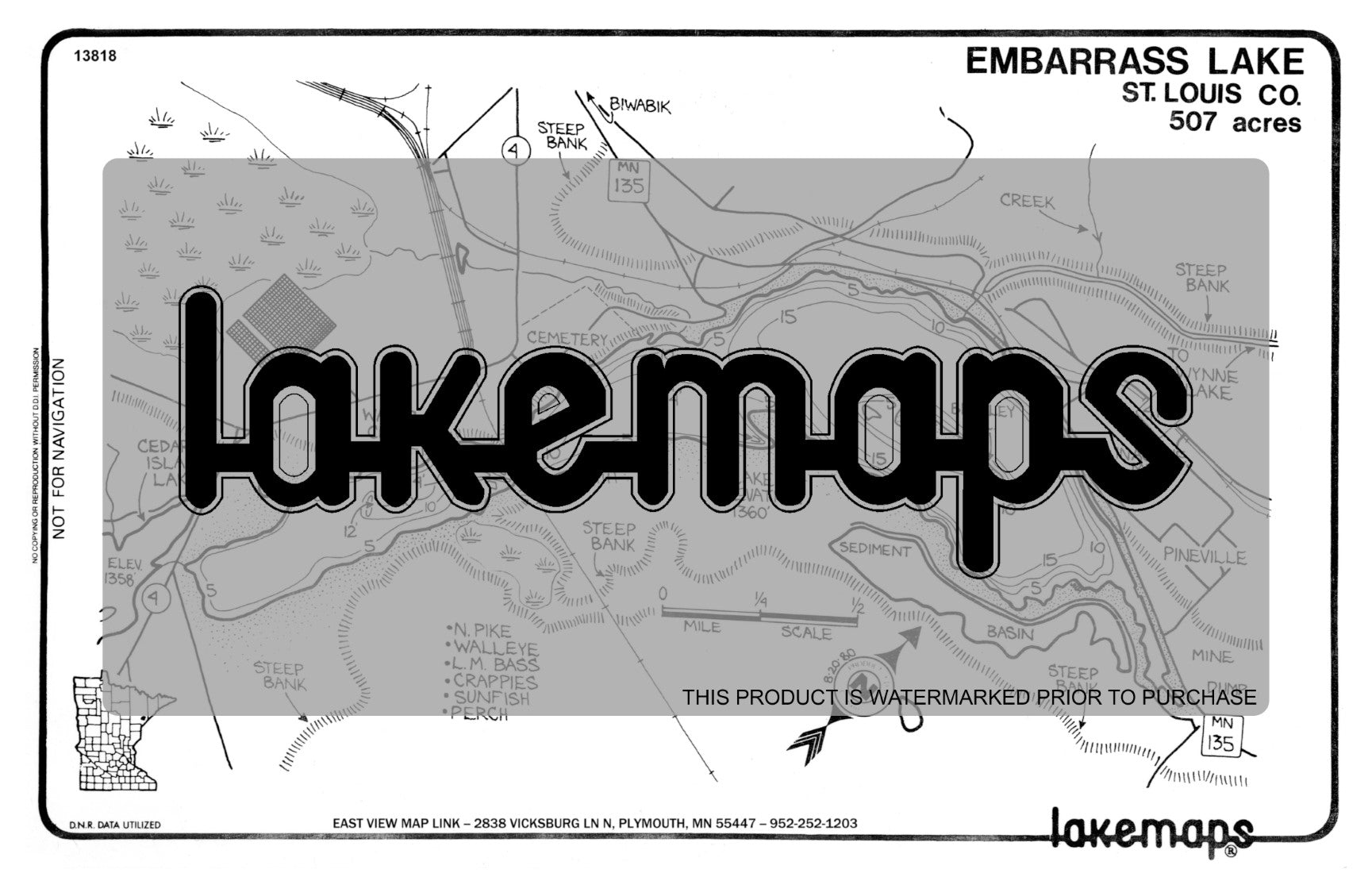 St. Louis County, MN - EMBARRASS - Lakemap - 13818