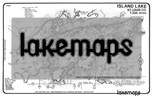 St. Louis County, MN - ISLAND LAKE RESERVOIR - Lakemap - 13821