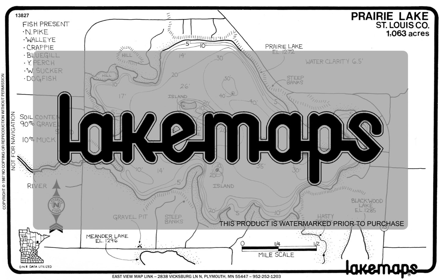 St. Louis County, MN - PRAIRIE - Lakemap - 13827