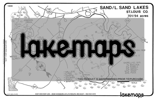 St. Louis County, MN - SAND / Little Sand - Lakemap - 13830