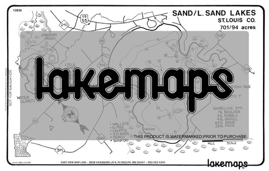 St. Louis County, MN - SAND / Little Sand - Lakemap - 13830