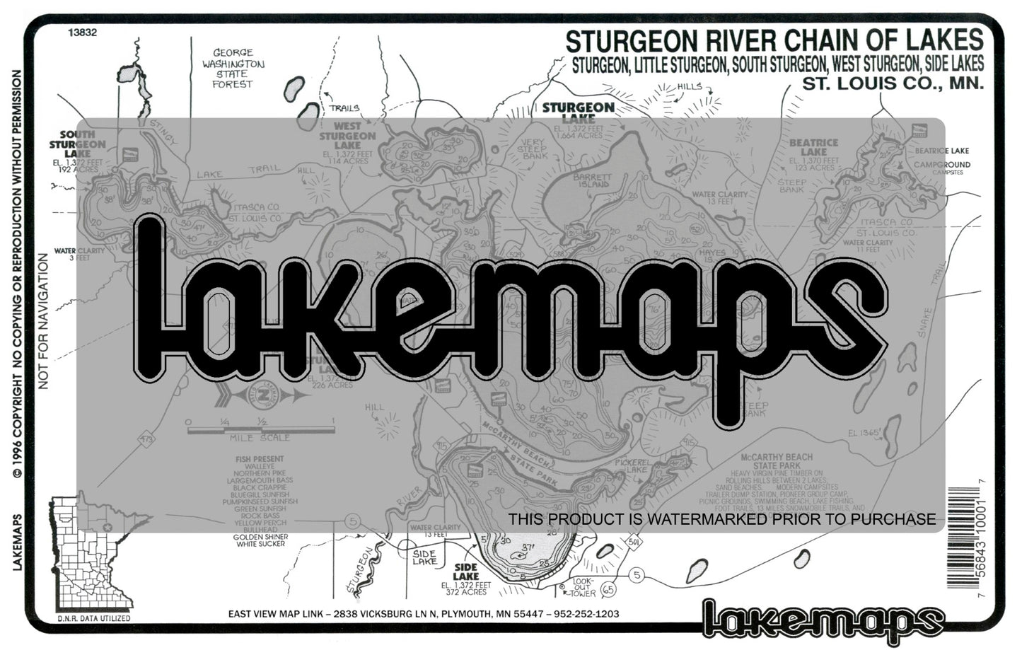 St. Louis County, MN - STURGEON - Lakemap - 13832