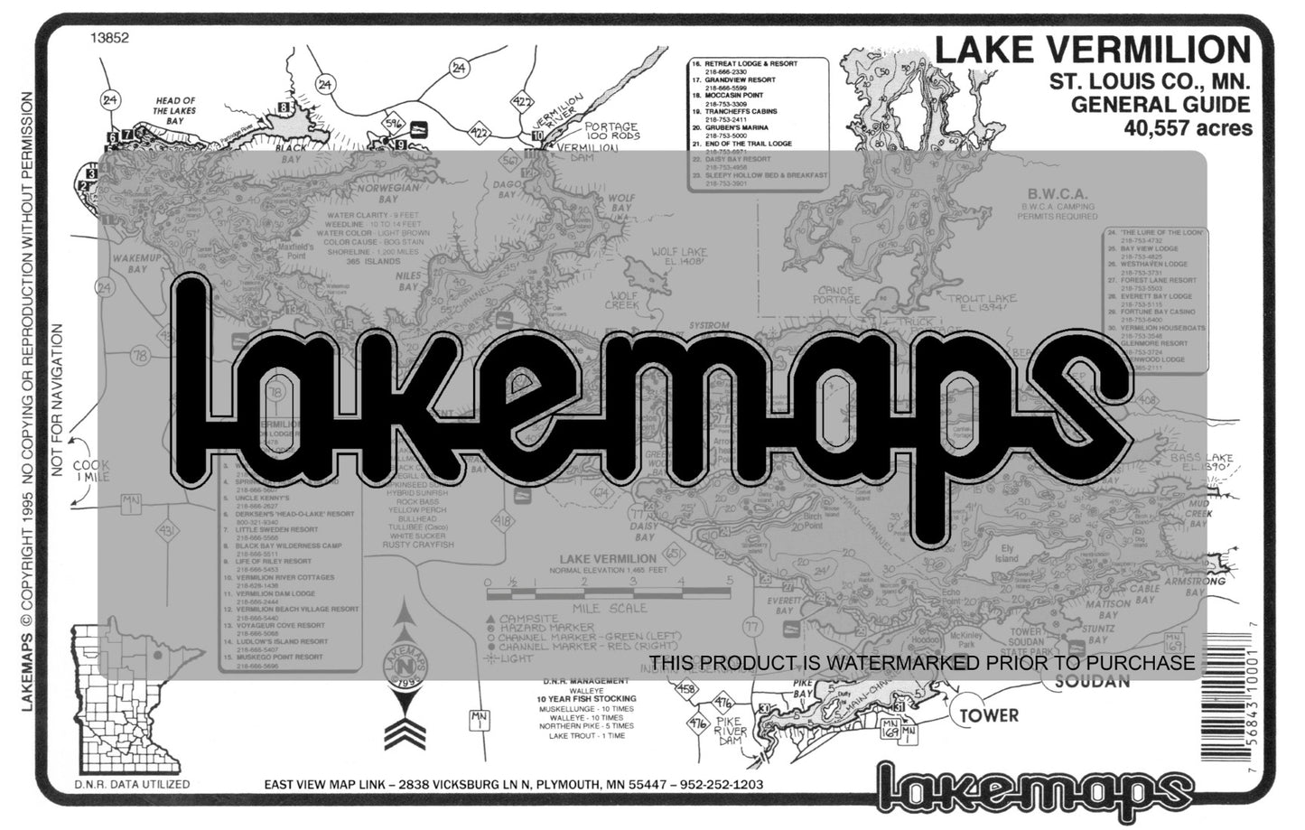 St. Louis County, MN - Lake Vermillion - GENERAL GUIDE - Lakemap - 13852