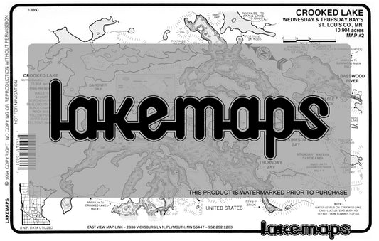 St. Louis County, MN - Crooked Lake - map 2 -Wednesday & Thursday Bays - Lakemap - 13860