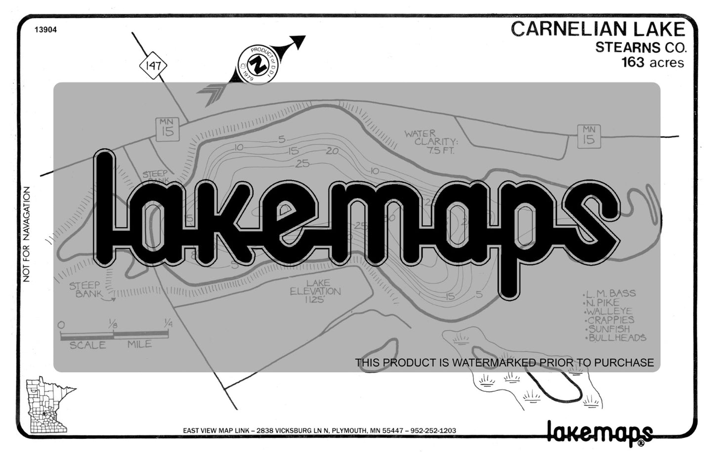 Stearns County, MN - CARNELIAN - Lakemap - 13904