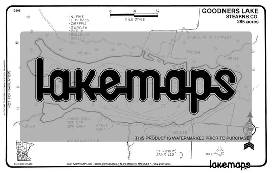 Stearns County, MN - GOODNERS - Lakemap - 13908