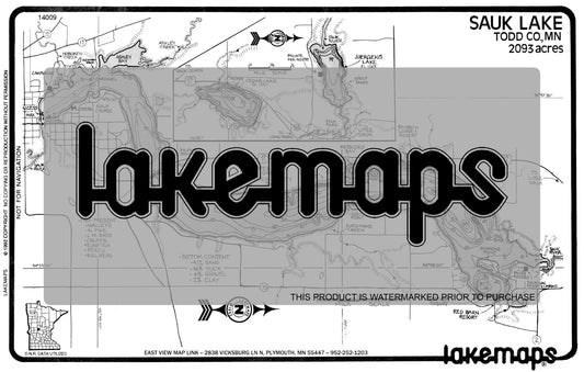 Todd County, MN - SAUK / Cedar / Juergens - Lakemap - 14009