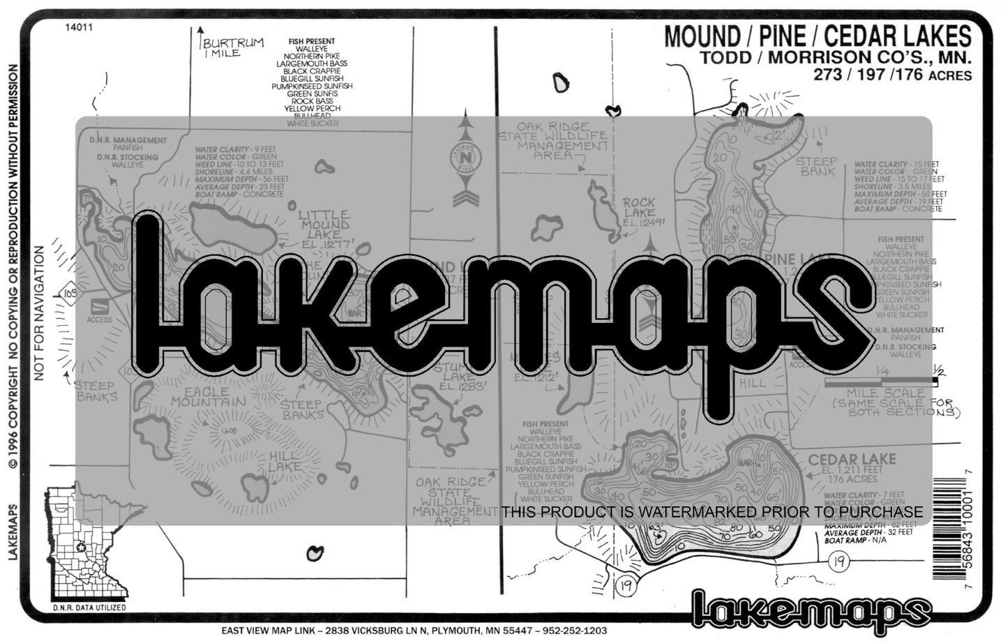 Todd County, MN - MOUND / Cedar / Pine - Lakemap - 14011