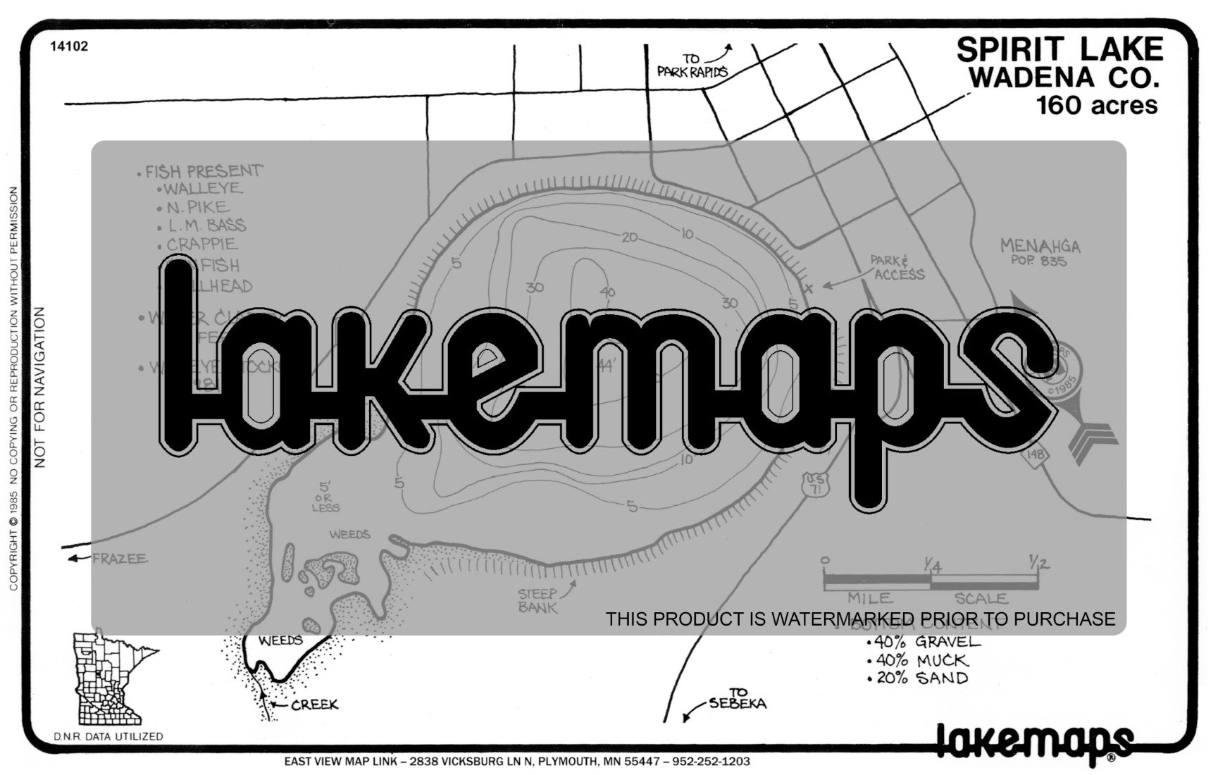 Wadena County, MN - SPIRIT - Lakemap - 14102