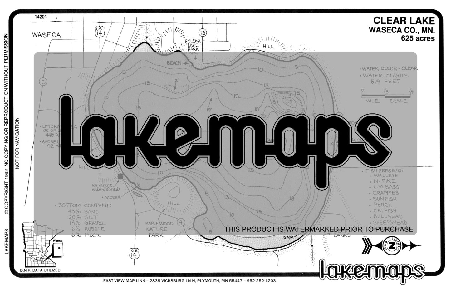 Waseca County, MN - CLEAR - Lakemap - 14201