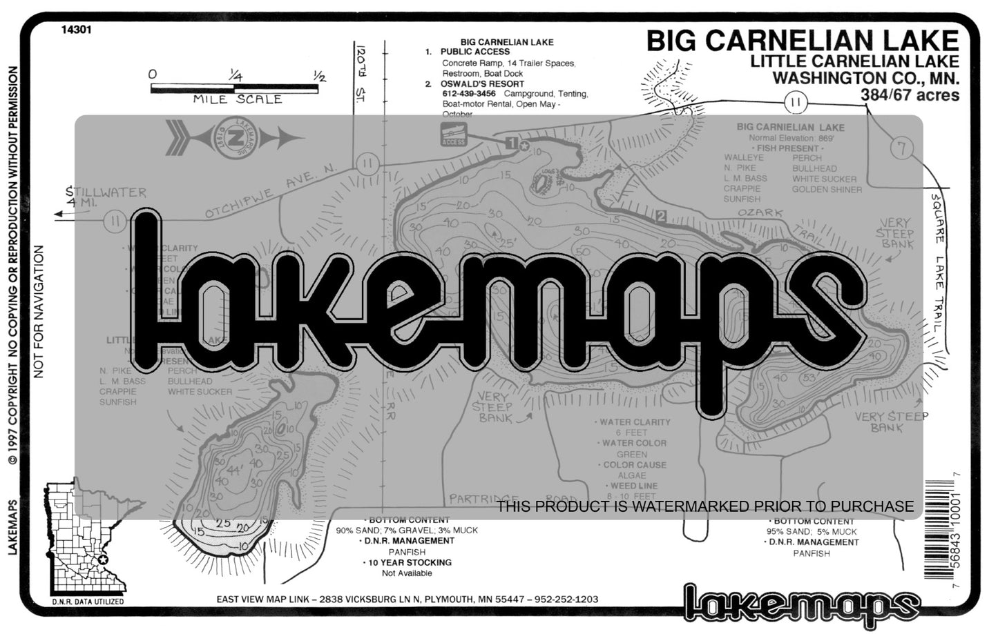 Washington County, MN - BIG CARNELIAN - Lakemap - 14301