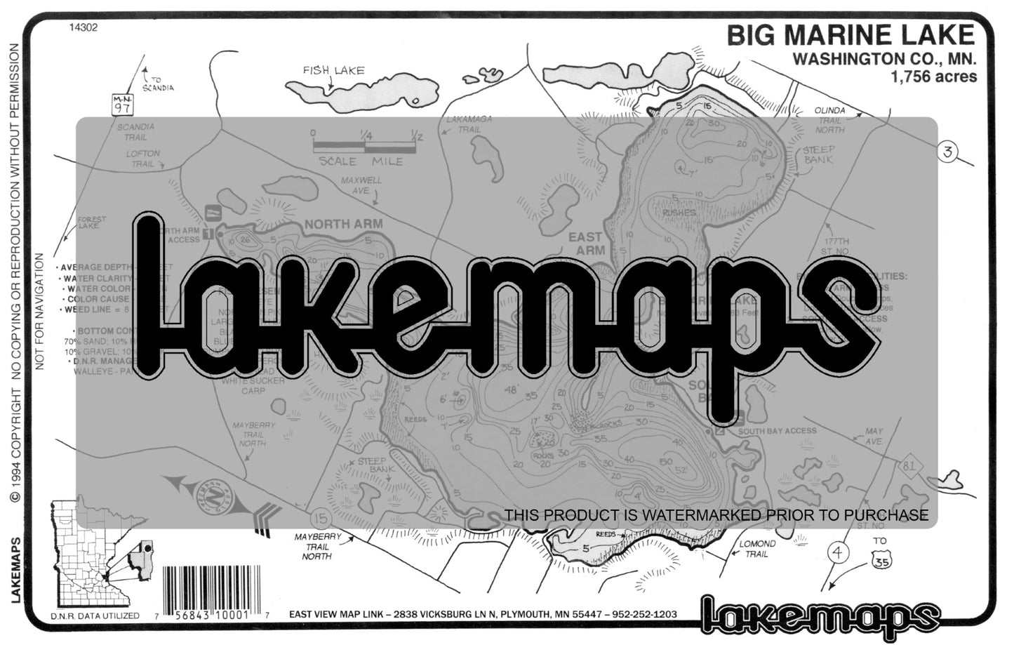 Washington County, MN - BIG MARINE - Lakemap - 14302