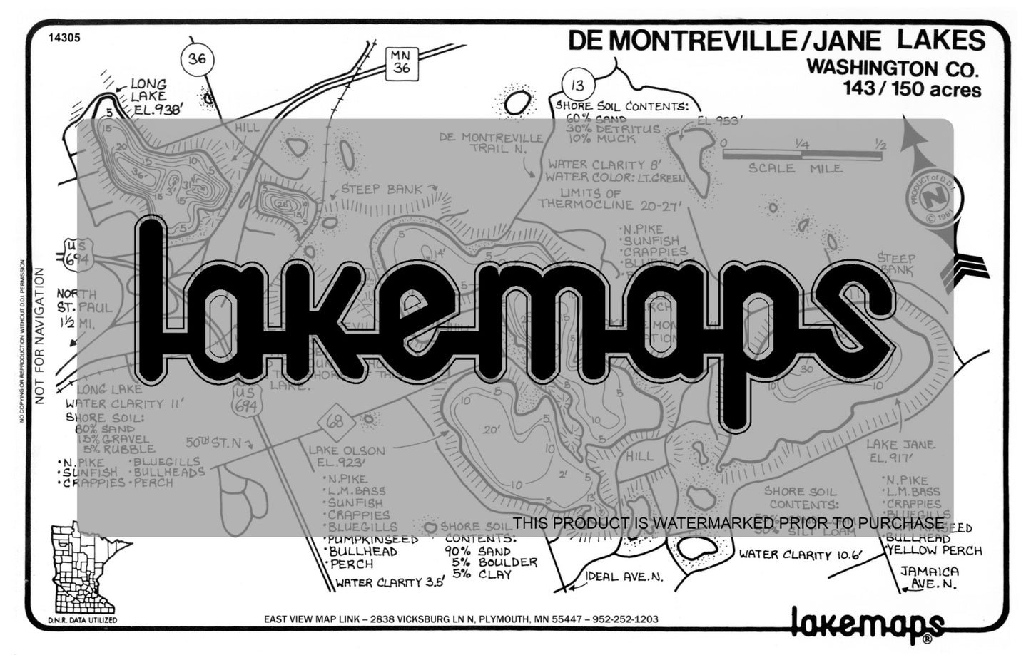 Washington County, MN - DE MONTREVILLE / Jane - Lakemap - 14305