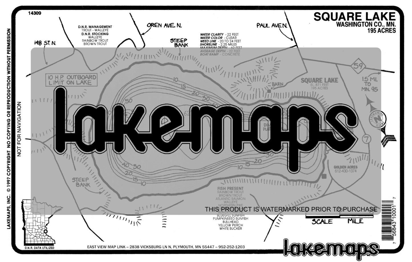 Washington County, MN - SQUARE - Lakemap - 14309