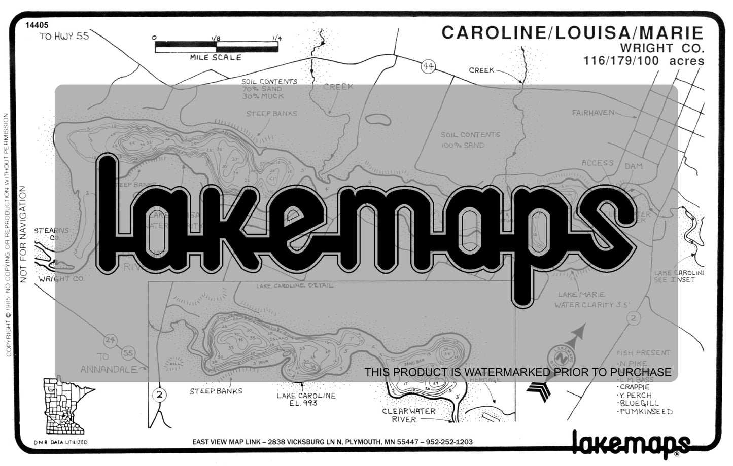 Wright County, MN - CAROLINE / Louisa / Marie - Lakemap - 14405