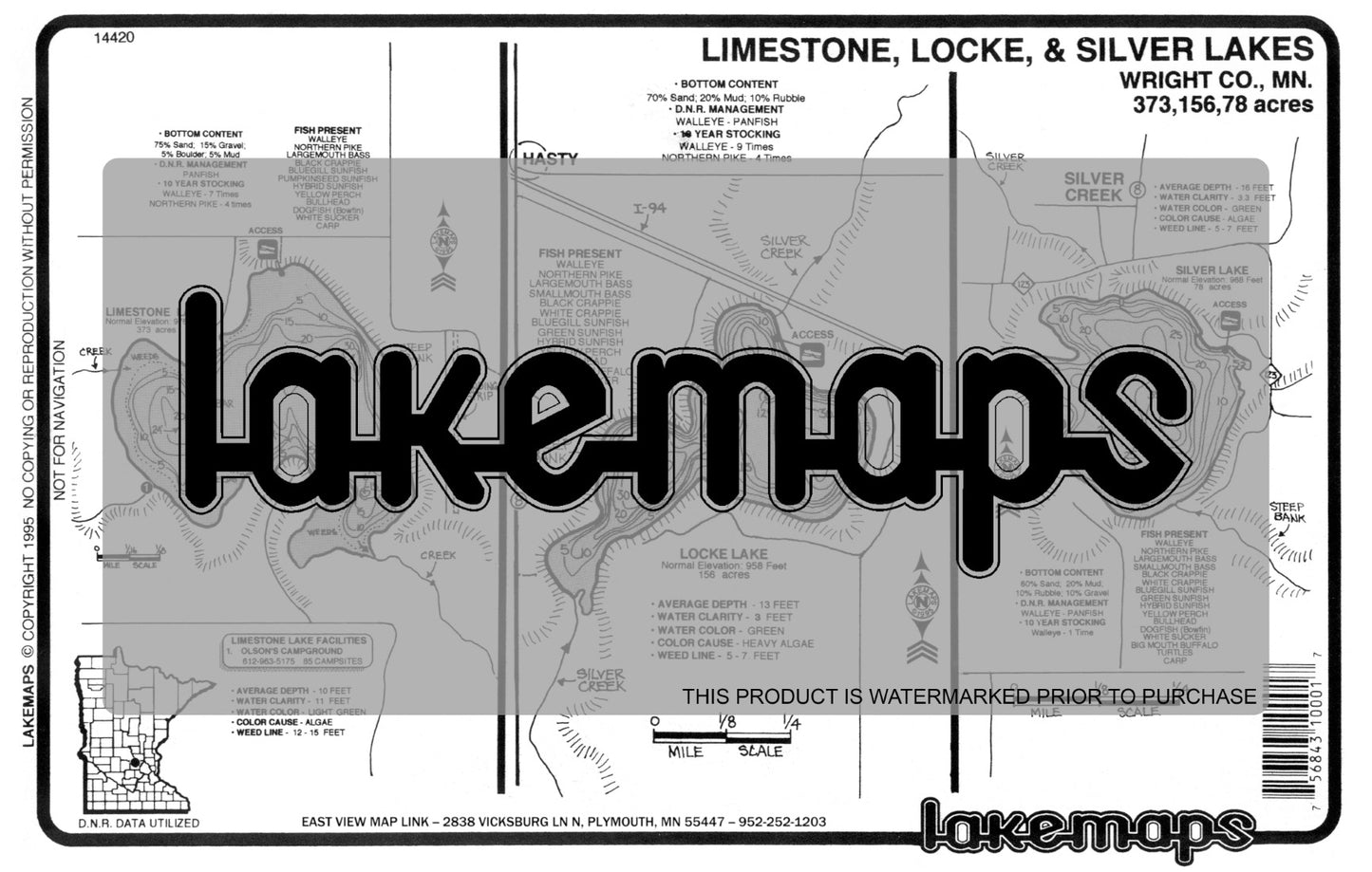 Wright County, MN - LIMESTONE / Locke / Silver - Lakemap - 14420