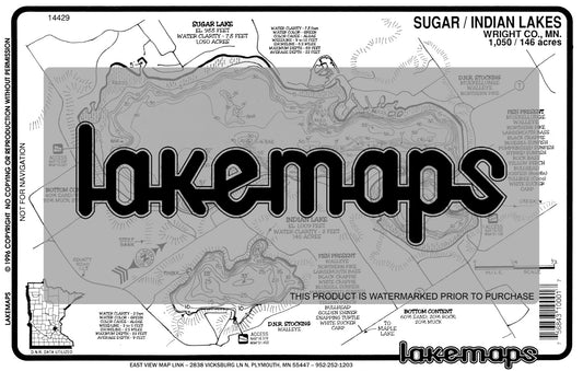 Wright County, MN - SUGAR / Indian - Lakemap - 14429