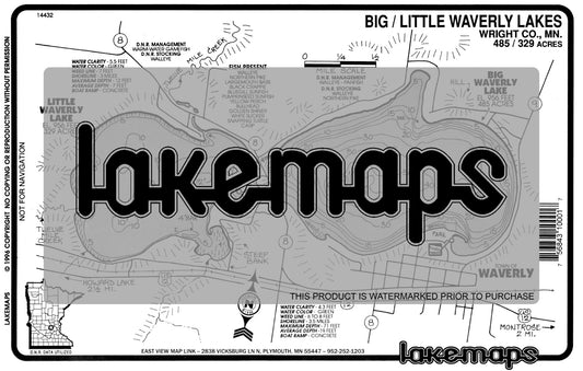 Wright County, MN - WAVERLY, Big / Little - Lakemap - 14432