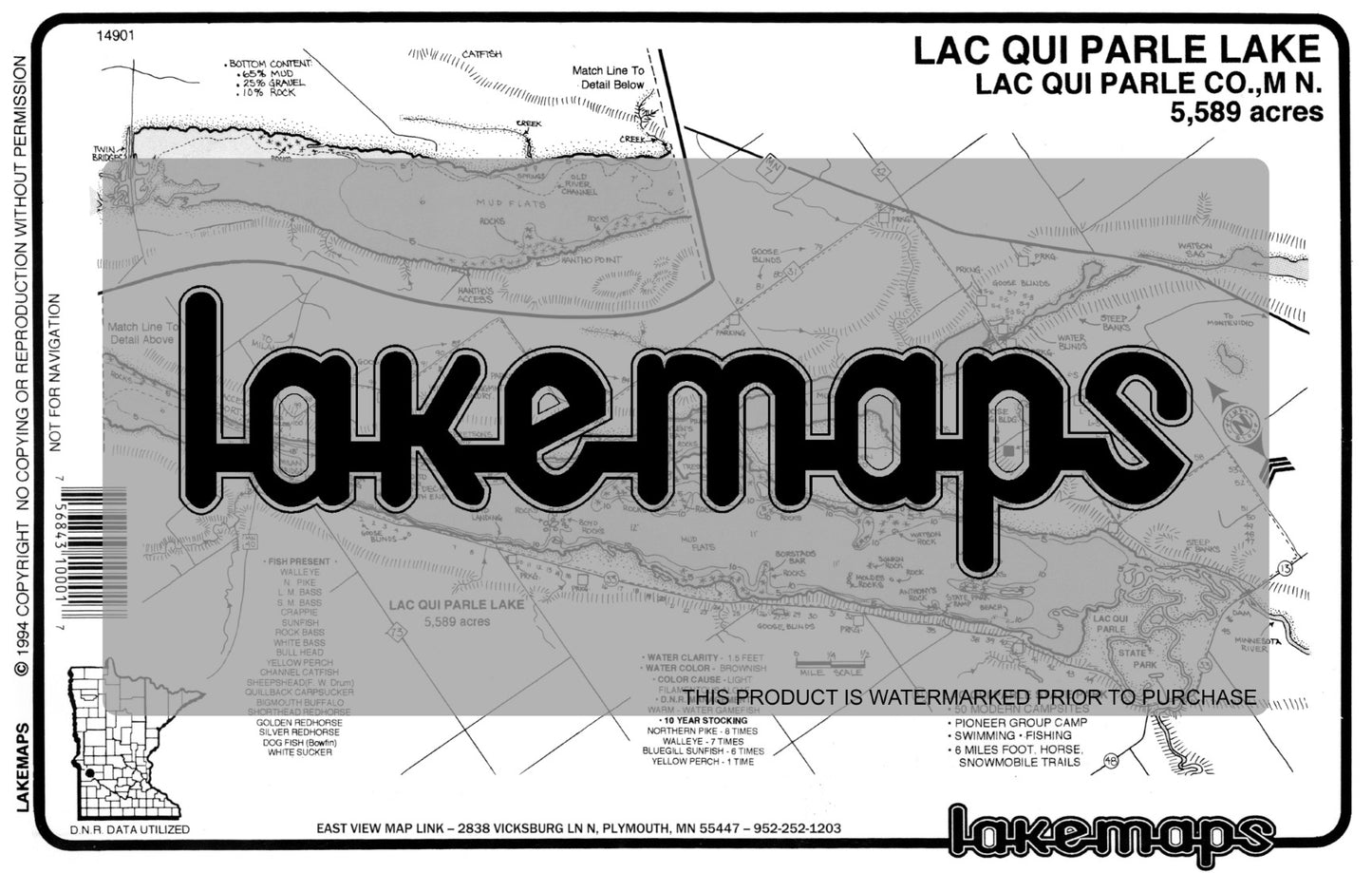 Lac Qui Parle County, MN - LAC QUI PARLE - Lakemap - 14901