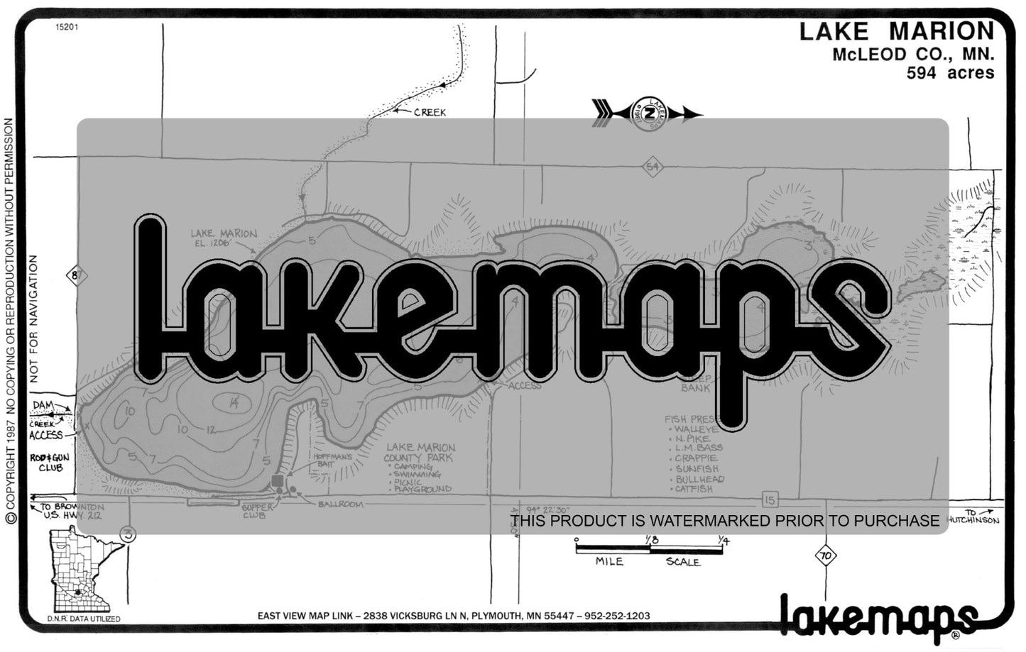 Mc Leod County, MN - MARION - Lakemap - 15201