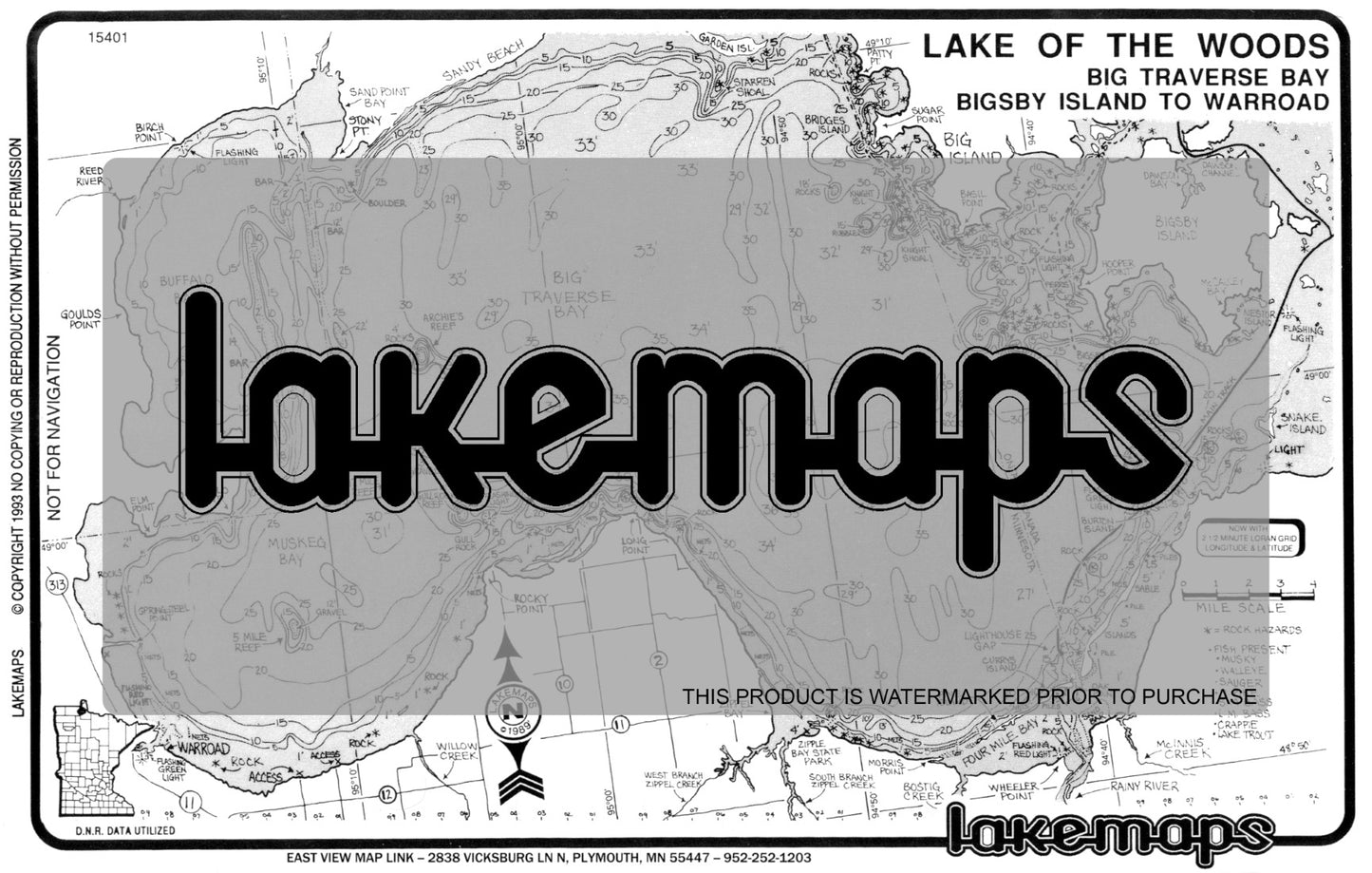 Lake of the Woods County, MN - BIG TRAVERSE BAY(Gen. Guide) - Lakemap - 15401