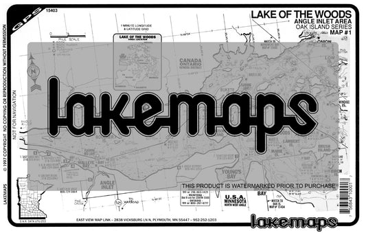 Lake of the Woods County, MN - Oak Island - map 1 -NW Angle Inlet (GPS) - Lakemap - 15403