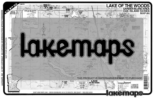 Lake of the Woods County, MN - Oak Island - map 4 -Garden Island (GPS) - Lakemap - 15413