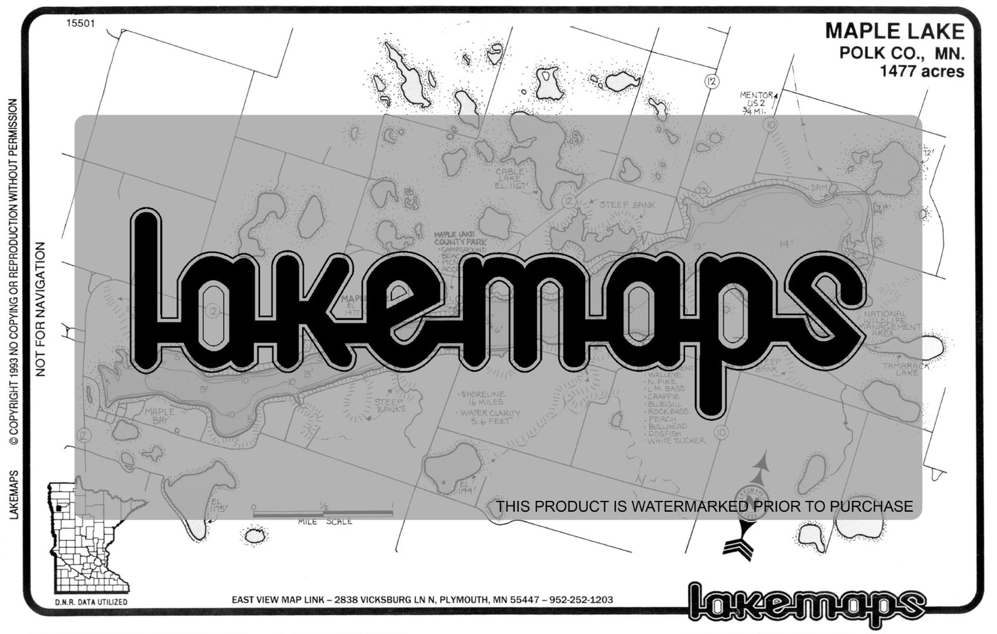 Polk County, MN - MAPLE - Lakemap - 15501