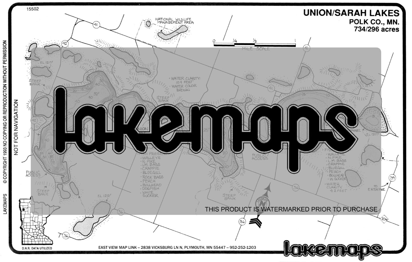 Polk County, MN - UNION / Sarah - Lakemap - 15502