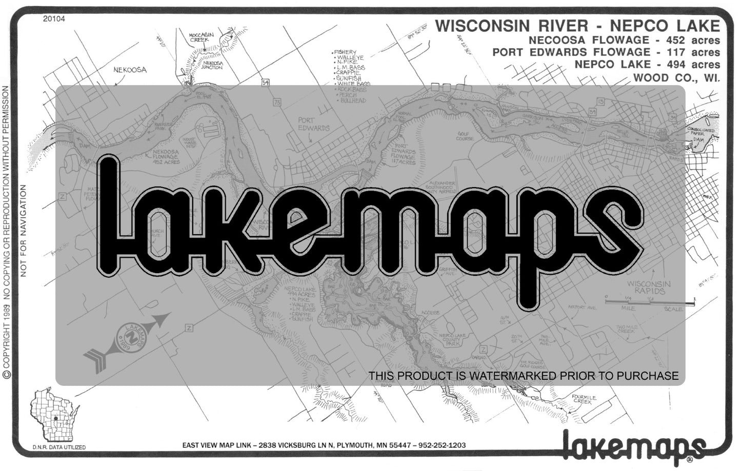 Adams County, WI - WISC. RIVER/Nepco Lake (Petenwell North) - Lakemap - 20104