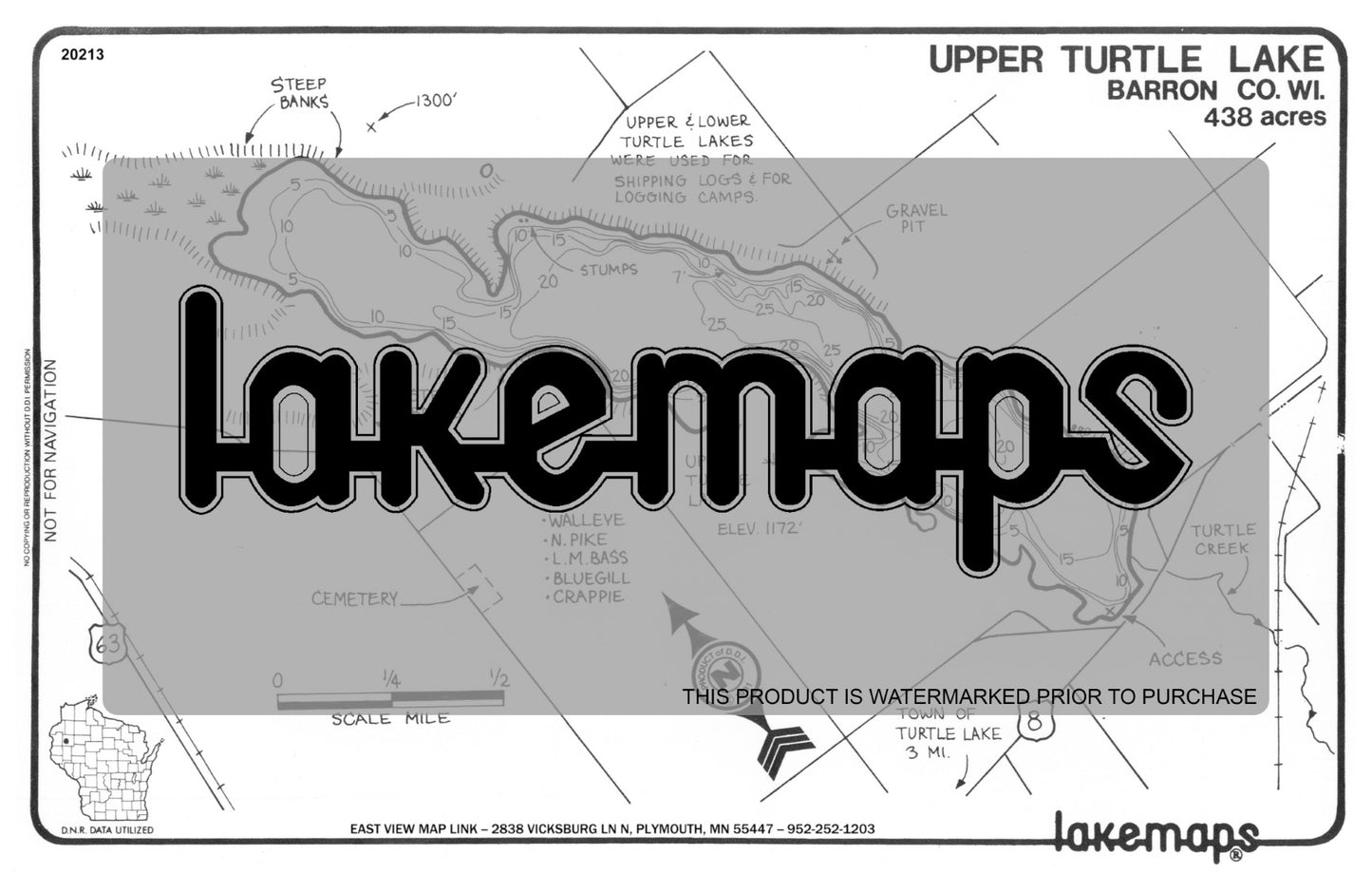 Barron County, WI - TURTLE, UPPER - Lakemap - 20213