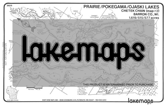 Barron County, WI - Chetek Lake Chain - Ojaski/Pokegama - Lakemap - 20215