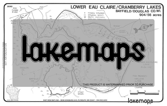 Bayfield County, WI - EAU CLAIRE, Lower - Lakemap - 20302